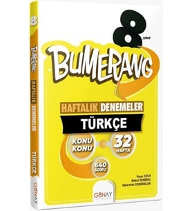Günay Yayıncılık Günay Yayınları 8. Sınıf Türkçe Bumerang Konu Konu Haftalık Denemeler (Çok Renkli)