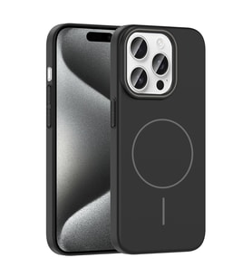 Apple iPhone 15 Pro Uyumlu Kılıf M-safe Şarj Özellikli Zore Ruby Sert Kapak (Siyah)
