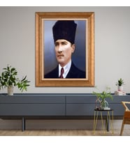 Altın Varaklı Paspartulu Çerçeveli Tablo rv486