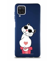 Samsung Galaxy A12 Soft Premier Kapak Coolcat Tasarımlı Silikon Kılıf - Lacivert (Şeffaf)