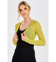 Peraluna BUTTERFLY BOLERO File Örgü Uzun Kol Triko Kadın Bolero - Sarı