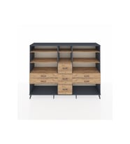 Hyperion Dolap 8 Raflı 7 Çekmeceli  220x44x163 Antrasit-Çam