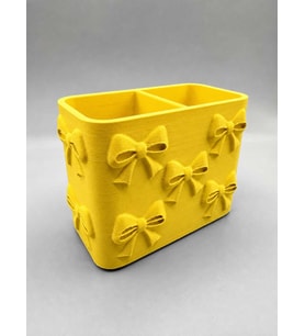 3D Baskı Fiyonk Desenli Bölmeli Kalemlik - Masaüstü Organizer - Sarı