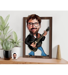 BK Gift Kişiye Özel Erkek Rock and Roll Karikatürlü 3D Ahşap Tablo-1, Sevgiliye Hediye, Arkadaşa Hediye, Doğum Günü Hediyesi