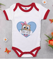 BK Kids Kişiye Özel İsimli Kırmızı Bebek Body Zıbın-42