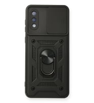 Newface Samsung Galaxy A02 Kılıf Pars Lens Yüzüklü Silikon - Siyah