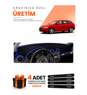 AUDI A3 (2004-2008) Uyumlu Torpido Koruma Örtüsü Oto Kılıfı - Siyah Mavi