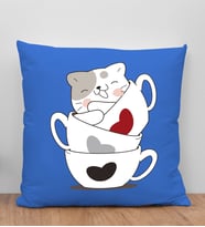 BK Gift Kedi Tasarımlı Mavi Kırlent Yastık, Arkadaşa Hediye, Ev Dekorasyonu, Ev Hediyesi-10