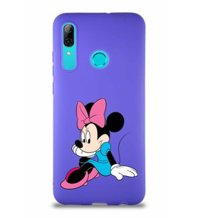 Huawei P Smart 2019 Soft Premier Kapak Minnie Mouse-E Tasarımlı Silikon Kılıf - Mor (Şeffaf)