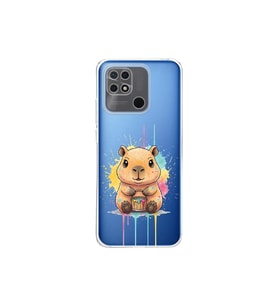 Redmi 10C ile Uyumlu Splash Kapibara Tasarımlı Şeffaf Silikon Kılıf