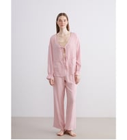 LCW Young Pembe V Yaka Çizgili Kadın Pijama Takımı