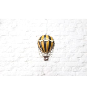Jayland Metal Eskitilmiş Retro Klasik Sarı Siyah Sıcak Hava Balonu-Jayland Serisi-21*21*33 CM
