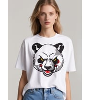 PANDA 2 OVERSİZE UNİSEX T-SHİRT (Beyaz)