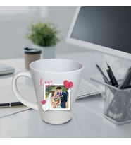 Kişiye Özel Fotoğraf ve İsim Baskılı Sevgili Love You Temalı Porselen Konik Beyaz Kupa HK2727