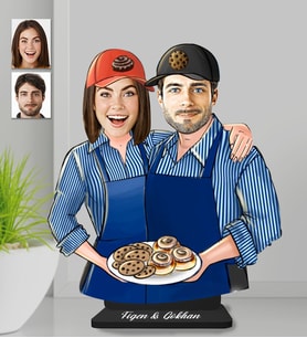 Kişiye Özel Pastacı Sevgili Ahşap Biblo-2