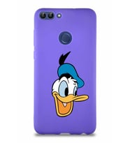 Huawei P Smart Soft Premier Kapak Donald Duck-A Tasarımlı Silikon Kılıf - Mor (Şeffaf)