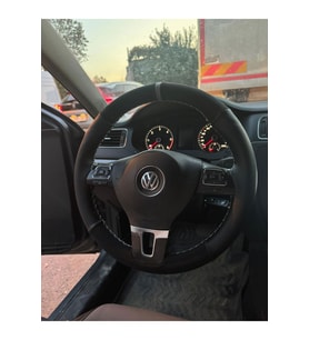 DİKİŞLİ DİREKSİYON KILIFI NOKTALI NUBUK GRİ YÜZÜK GRİ DİKİŞ VW JETTA İÇİN  UYUMLU