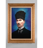 Altın Varaklı Paspartulu Çerçeveli Atatürk Tablo nt1250