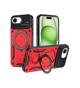 iPhone 16E Kılıf Joy Lens Standlı Kapak - Kırmızı