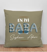 BK Gift Kişiye Özel İsimli Babalar Günü Tasarımlı Haki Kırlent Yastık-12 Babaya Hediye, Ev Dekorasyonu, Babalar Günü Hediyesi