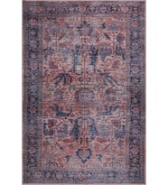 Vintage Floral Madalyon Eskitme Desenli 160x230 Makinede Yıkanabilir Kilim, Halı