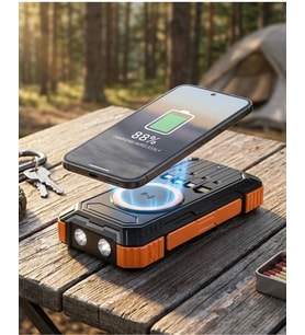 20000 mAh Powerbank Güneş Enerjili Kablosuz Şarj Hızlı Şarj Taşınabilir Batarya