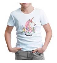 Unicorn Pink Anneler Günü Beyaz Çocuk Tshirt