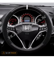 Honda Civic FK2 Dikme Direksiyon Kılıfı Alcantara Süet Mat Karbon Beyaz Yüzük ve Dikiş HB-Elegance 2012-2014