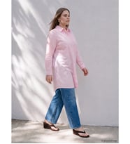LCW Curve Pembe Büyük Beden %100 Pamuklu Kadın Gömlek Tunik
