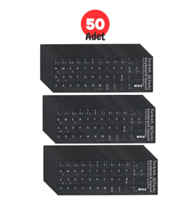 MN6 MTRQ Türkçe Q Klavye Sticker 50 Adet Laptop PC Uyumlu Silinmez Yapışkanlı Harf Çıkartması