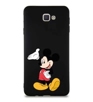 Samsung Galaxy J7 Prime Soft Premier Kapak Mickey Mouse-C Tasarımlı Silikon Kılıf - Siyah (Şeffaf)