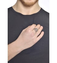 Erkek Antik Gümüş Kaplama Osmanlı Motifli Yüzük