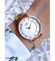 Ferro Rose Gold Renk 3 Atm Suya Dayanıklı Çelik Kordon Özel Tasarım Kadın Kol Saati BF21099AWT-C