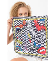 Dama Desen Renkli Fular Bandana (Karışık)