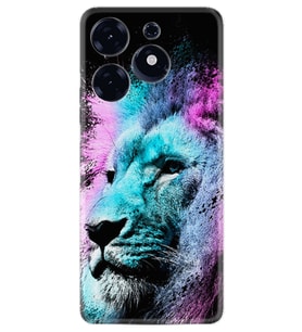 Tecno Spark 10 Pro Kılıf Silikon Desen Özel Seri Pink Blue Leon 1603
