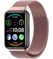 Huawei Watch Fit 2 Uyumlu Manyetik Milano Loop Metal Hasır Kordon – Şık, Ayarlanabilir, Nefes Alabilir Tasarım - Pembe