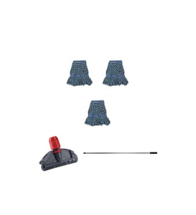 Çift Kovalı Temizlik Arabası Seti, Yedek Mop ve Tutucu, 17 cm Dar Mopli