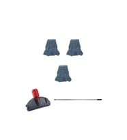 Çift Kovalı Temizlik Arabası Seti, Yedek Mop ve Tutucu, 17 cm Dar Mopli