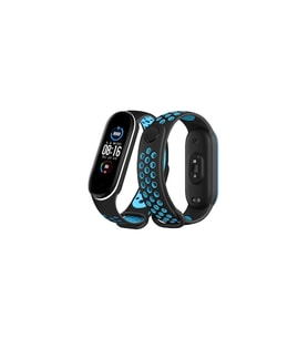 Mi Band 6 Spor Delikli Kordon - Siyah-mavi-beyaz