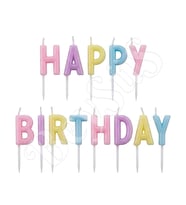 Happy Birthday Yazılı Mum Makaron