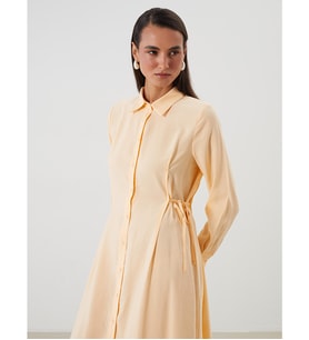 LCW Modest Sarı Modal Karışımlı Gömlek Elbise
