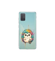 Samsung Galaxy A71 ile Uyumlu Splash Kirpi Tasarımlı Şeffaf Silikon Kılıf
