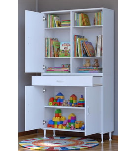 Eliusta Rivo 4 Raflı Banyo/Mutfak Dolabı 95 cm Beyaz Renkli  Çok Amaçlı Dolap 95x173x32,5 cm Ebatlarında