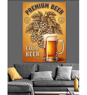 Premium Bira Eski Reklam Dekoratif Kanvas - Mdf Ahşap Tablo