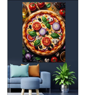 Taze Pizza Restoran Tabelası Dekoratif Kanvas - Mdf Ahşap Tablo