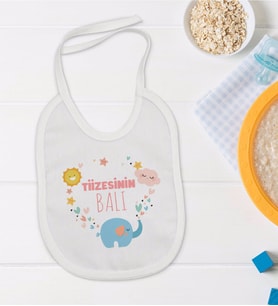 BK Kids Tiizesinin Balı Tasarımlı Beyaz Bebek Mama Önlüğü-1