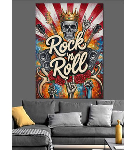 Rock Roll Amerikan Bayrağı Dekoratif Kanvas - Mdf Ahşap Tablo