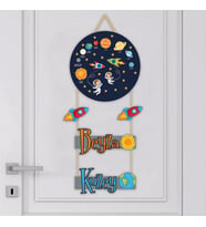 Bebek Odası Ahşap Kapı Süsü Uzay 3