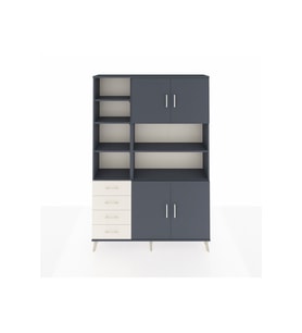 Arges Dolap 9 Raflı 4 Çekmeceli 4 Kapaklı 132x30x195 Antrasit-Antrasit/Aytaşı