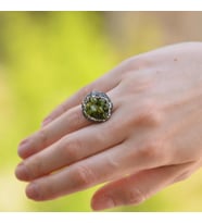 Zebercet Taşı Ayarlamalı Yüzük - Peridot Taşı